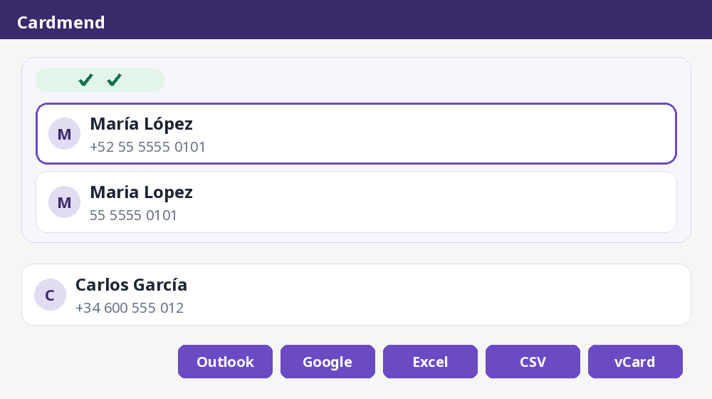 Contactos a Excel y de vuelta, limpios y sin subirlos